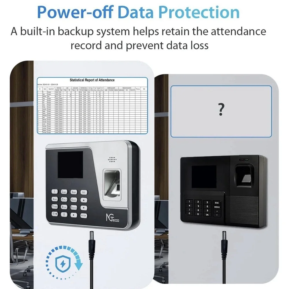NGTeco Biometric Time Clock Fingerprint & PIN Standalone